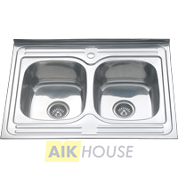 Мойка 8060S MELANA 0,8/180 2-я чаша накладная прямоугольная с сифоном (061 tb *7)