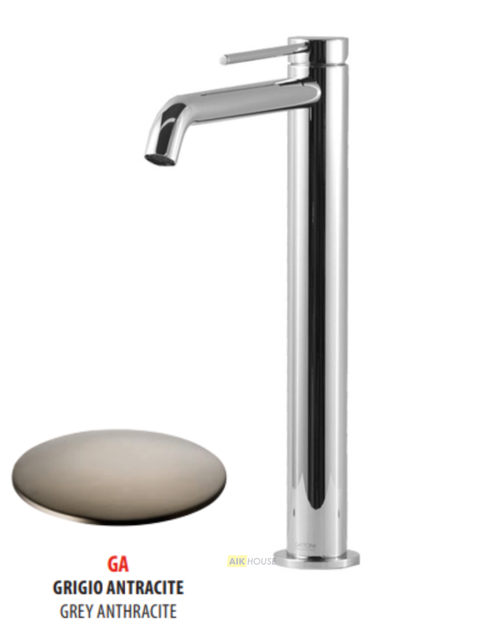 Смеситель для раковины GATTONI CIRCLE TWO 9148/91GA, серый антрацит
