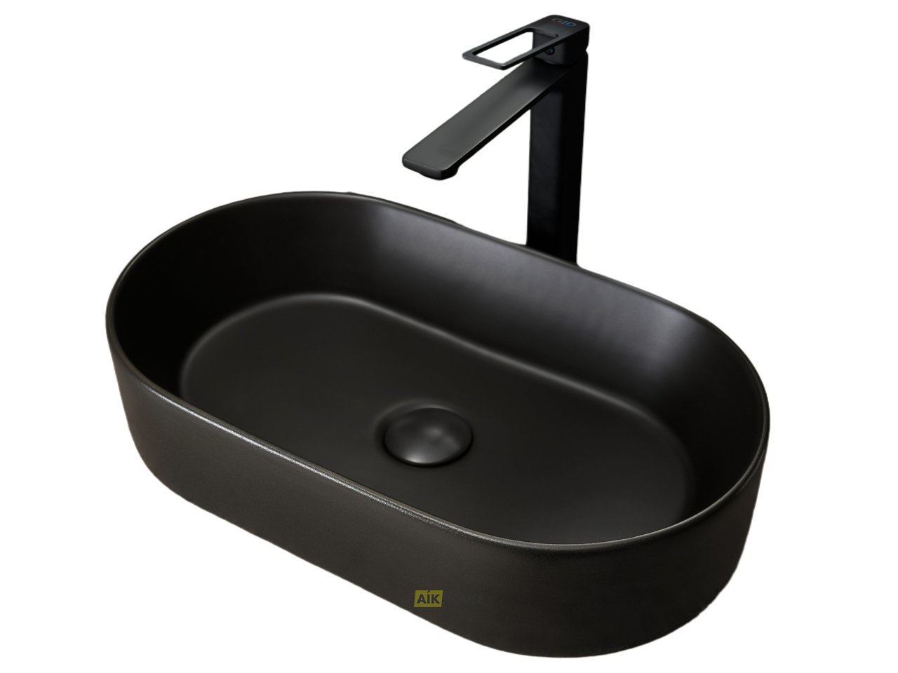 Раковина Gid N9020bg 53379 накладная черная  графит 52.5x30.5x11.5