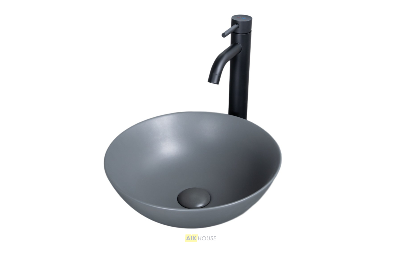 Раковина Gid 9081gnm 53404 накладная серая матовая 36x36x14