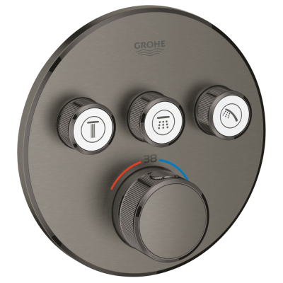 Внешняя часть термостата для душа GROHE Grohtherm SmartControl на 3 потребителя, круглая, темный графит матовый 29121AL0