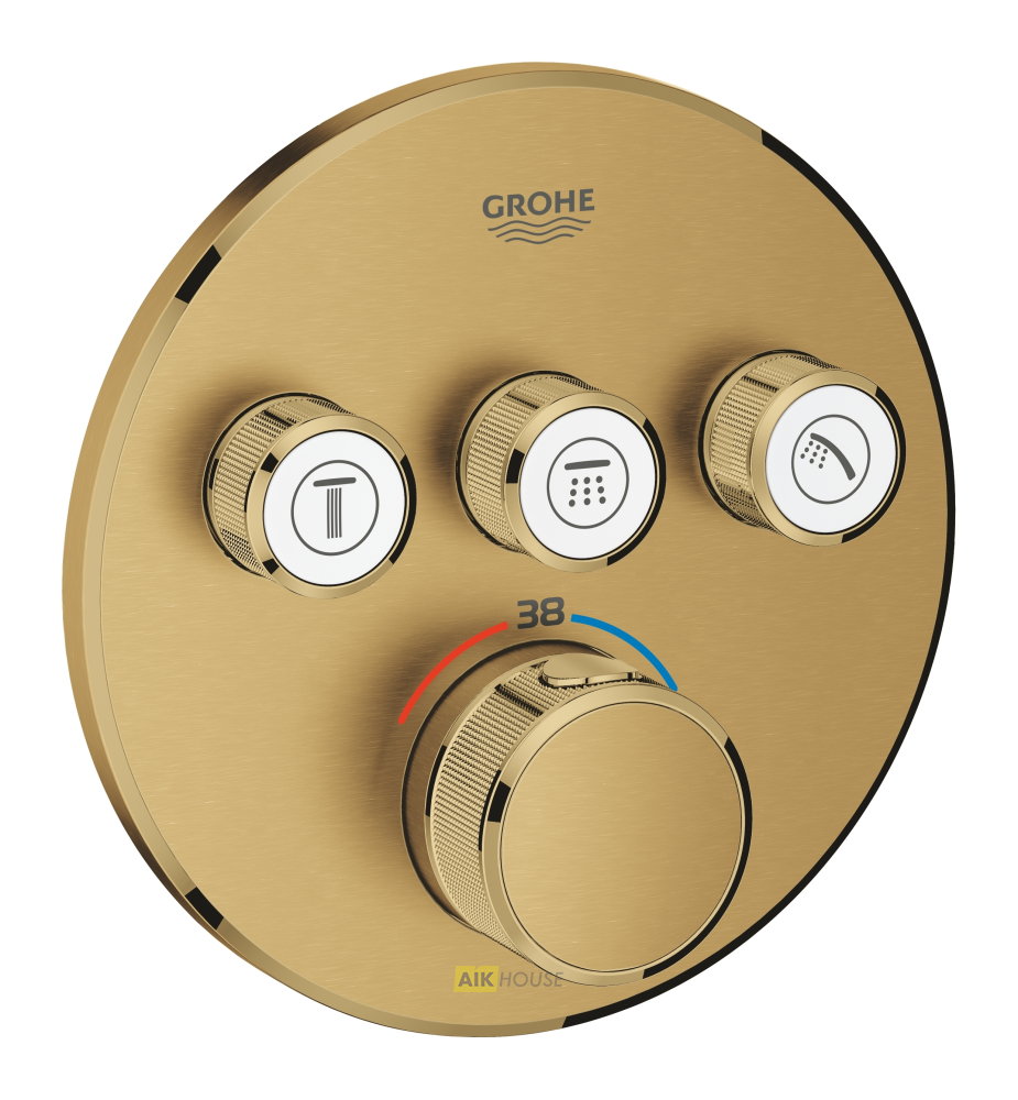 Внешняя часть термостата для душа GROHE Grohtherm SmartControl на 3 потребителя, круглая, холодный рассвет матовый 29121GN0