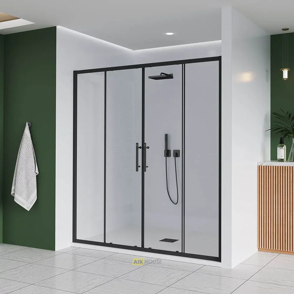 Душевая дверь Veconi Evo 400 B, 1400x1950, черный матовый, стекло прозрачное, E4-B-140-01-C9