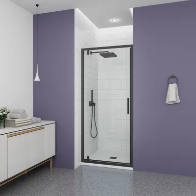 Душевая дверь Veconi Ottimo P30 B, 700x1900, черный матовый, стекло прозрачное, OP30B-70-01-C9