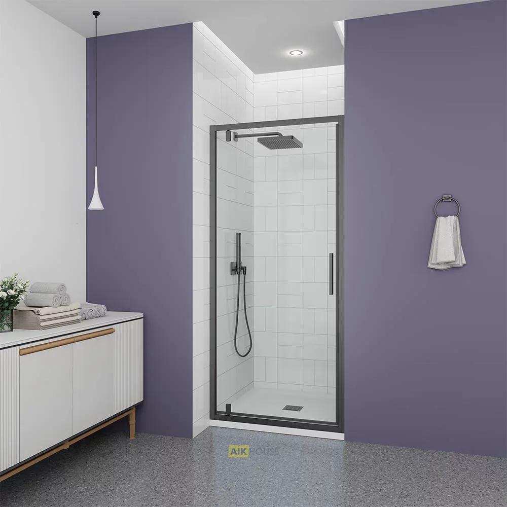 Душевая дверь Veconi Ottimo P30 GR, 700x1900, графит брашинг, стекло прозрачное, OP30GR-70-01-C9