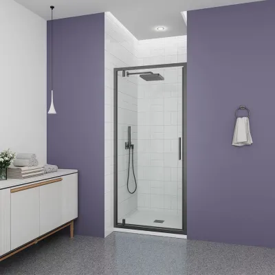 Душевая дверь Veconi Ottimo P30 GR, 700x1900, графит брашинг, стекло прозрачное, OP30GR-70-01-C9