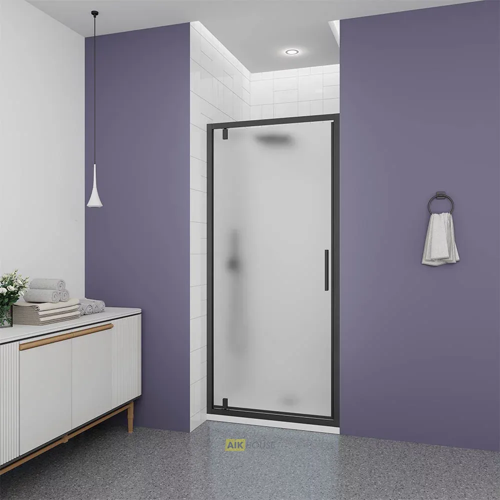 Душевая дверь Veconi Ottimo P30 B, 800x1900, черный матовый, стекло матовое, OP30B-80-07-C9
