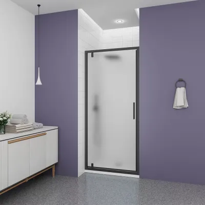 Душевая дверь Veconi Ottimo P30 B, 900x1900, черный матовый, стекло матовое, OP30B-90-07-C9