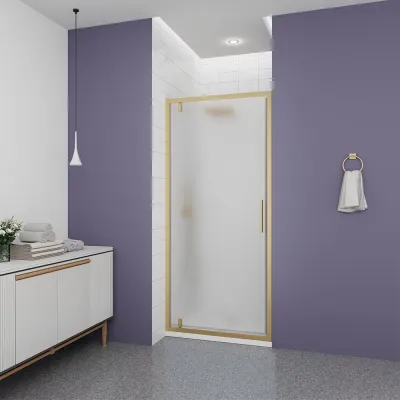 Душевая дверь Veconi Ottimo P30 G, 900x1900, золото брашинг, стекло матовое, OP30G-90-07-C9
