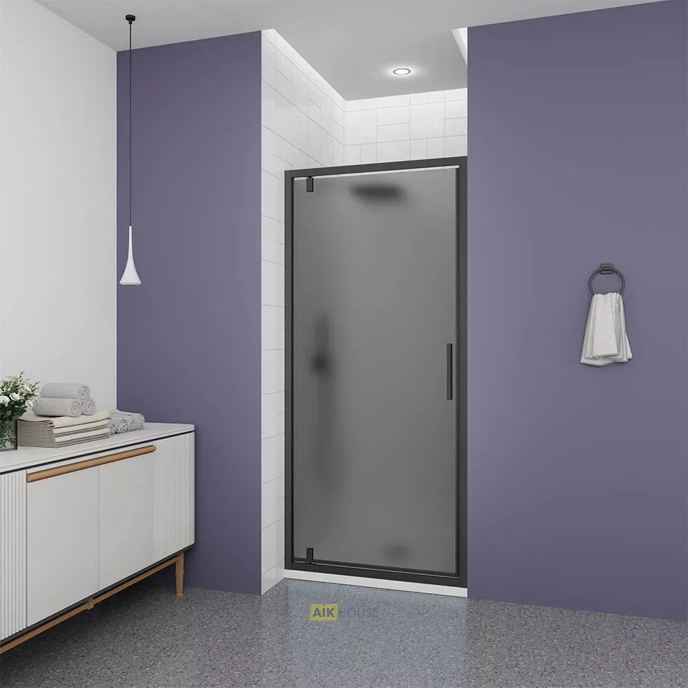 Душевая дверь Veconi Ottimo P30 B, 700x1900, черный матовый, стекло тонированное матовое, OP30B-70-12-C9