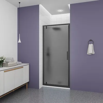 Душевая дверь Veconi Ottimo P30 B, 700x1900, черный матовый, стекло тонированное матовое, OP30B-70-12-C9