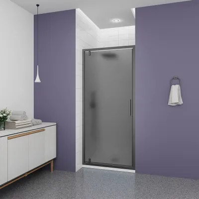 Душевая дверь Veconi Ottimo P30 GR, 700x1900, графит брашинг, стекло тонированное матовое, OP30GR-70-12-C9