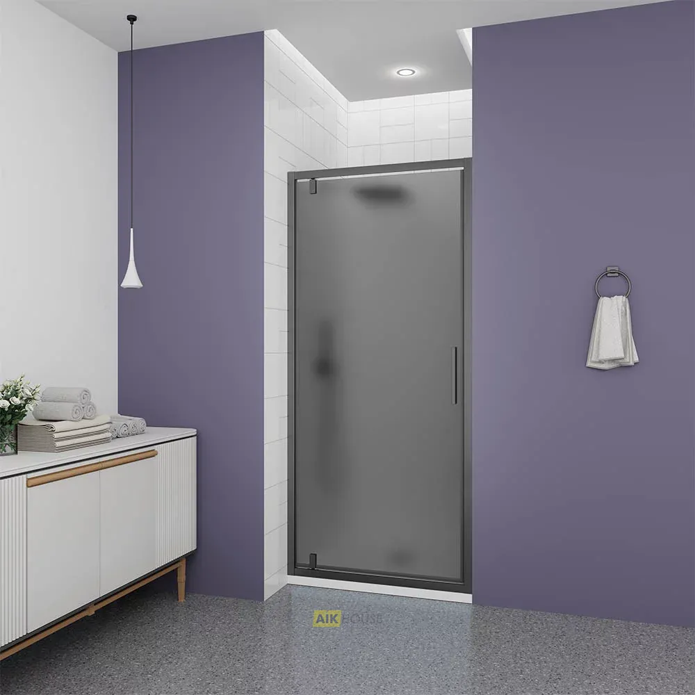 Душевая дверь Veconi Ottimo P30 GR, 900x1900, графит брашинг, стекло тонированное матовое, OP30GR-90-12-C9