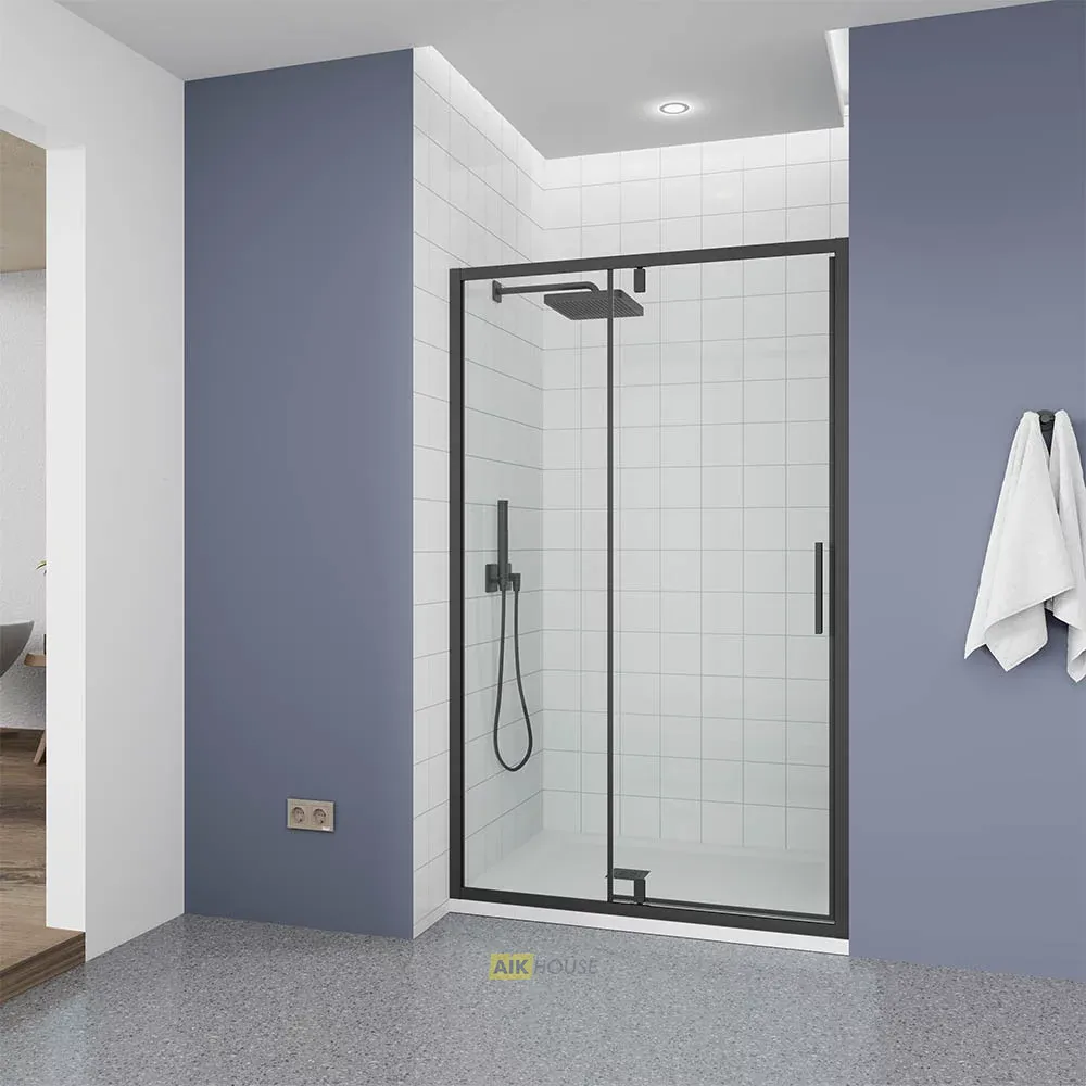 Душевая дверь Veconi Ottimo P20 B, 1200x1900, черный матовый, стекло прозрачное, OP20B-120-01-C9