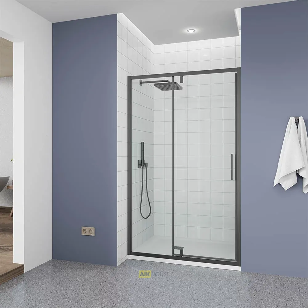 Душевая дверь Veconi Ottimo P20 GR, 1100x1900, графит брашинг, стекло прозрачное, OP20GR-110-01-C9