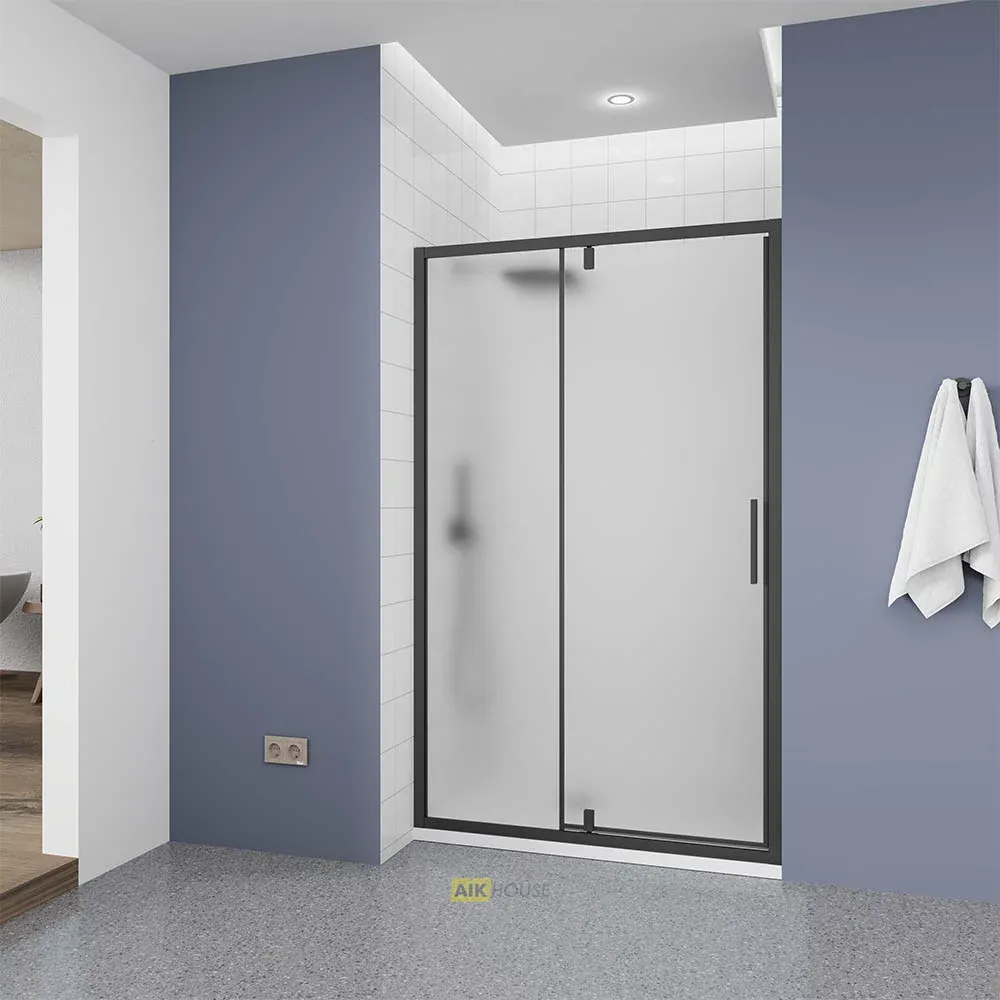 Душевая дверь Veconi Ottimo P20 B, 1100x1900, черный матовый, стекло матовое, OP20B-110-07-C9