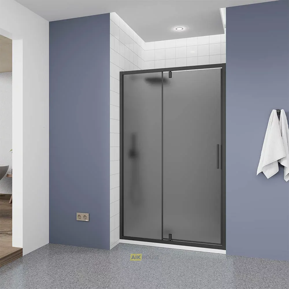 Душевая дверь Veconi Ottimo P20 B, 1100x1900, черный матовый, стекло тонированное матовое, OP20B-110-12-C9
