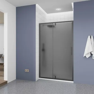 Душевая дверь Veconi Ottimo P20 GR, 1200x1900, графит брашинг, стекло тонированное матовое, OP20GR-120-12-C9